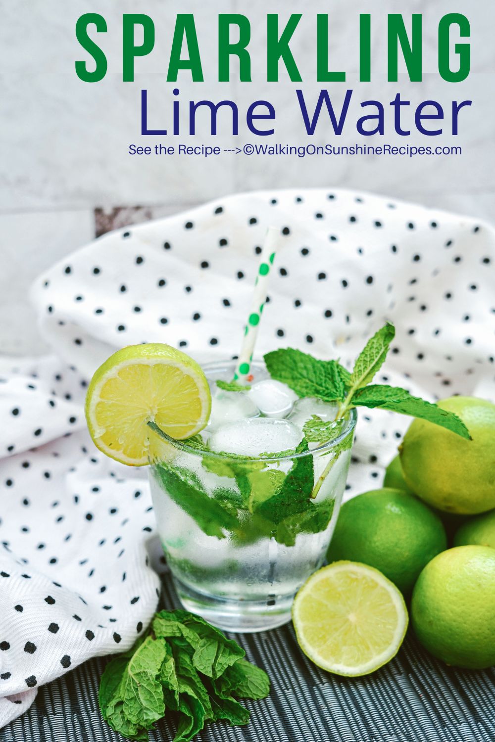 Sparkling Lime Water with fresh mint.
