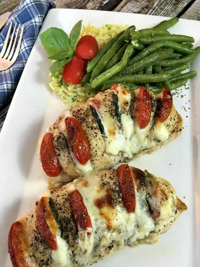 Hasselback Chicken Recipe Stuffed with Mozzarella, Tomato & Basil Story