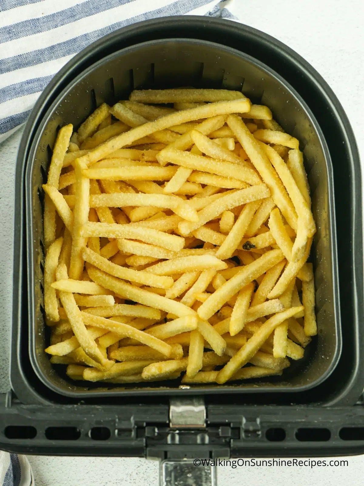 French fries baked in air fryer basket.