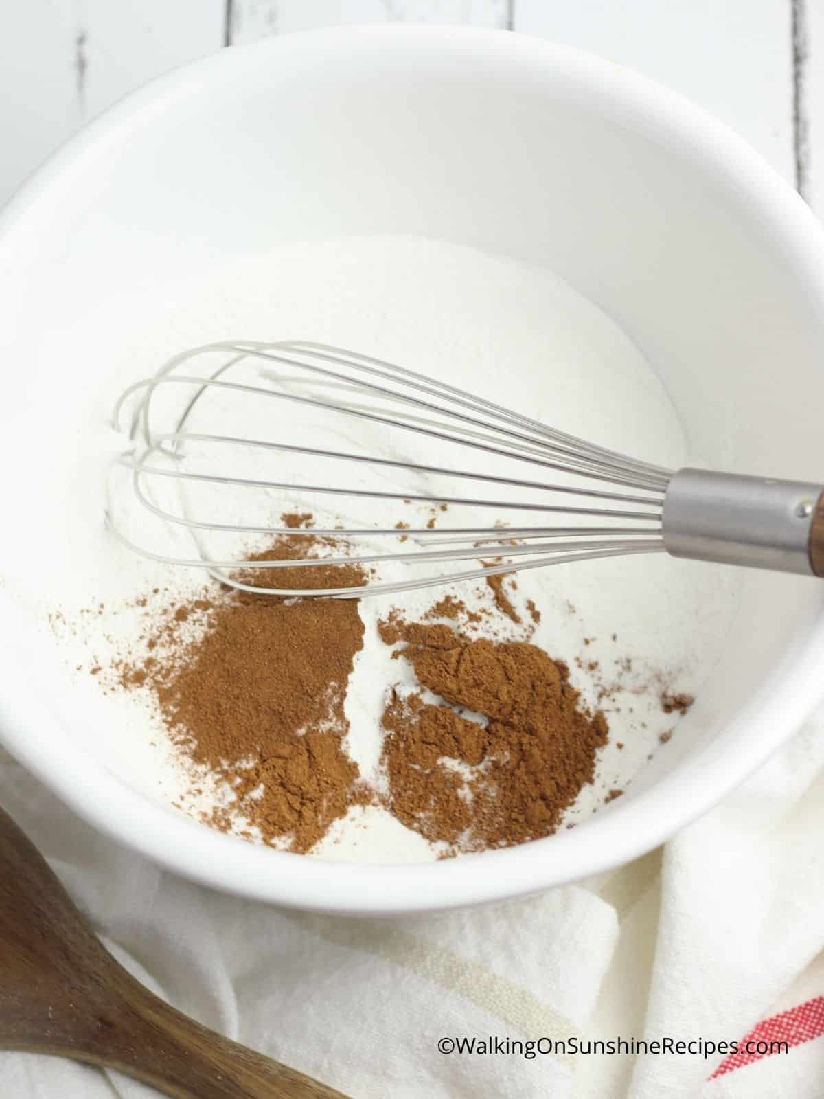 Combine dry ingredients together with whisk.