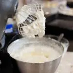 homemade whipped cream in mixing bowl.