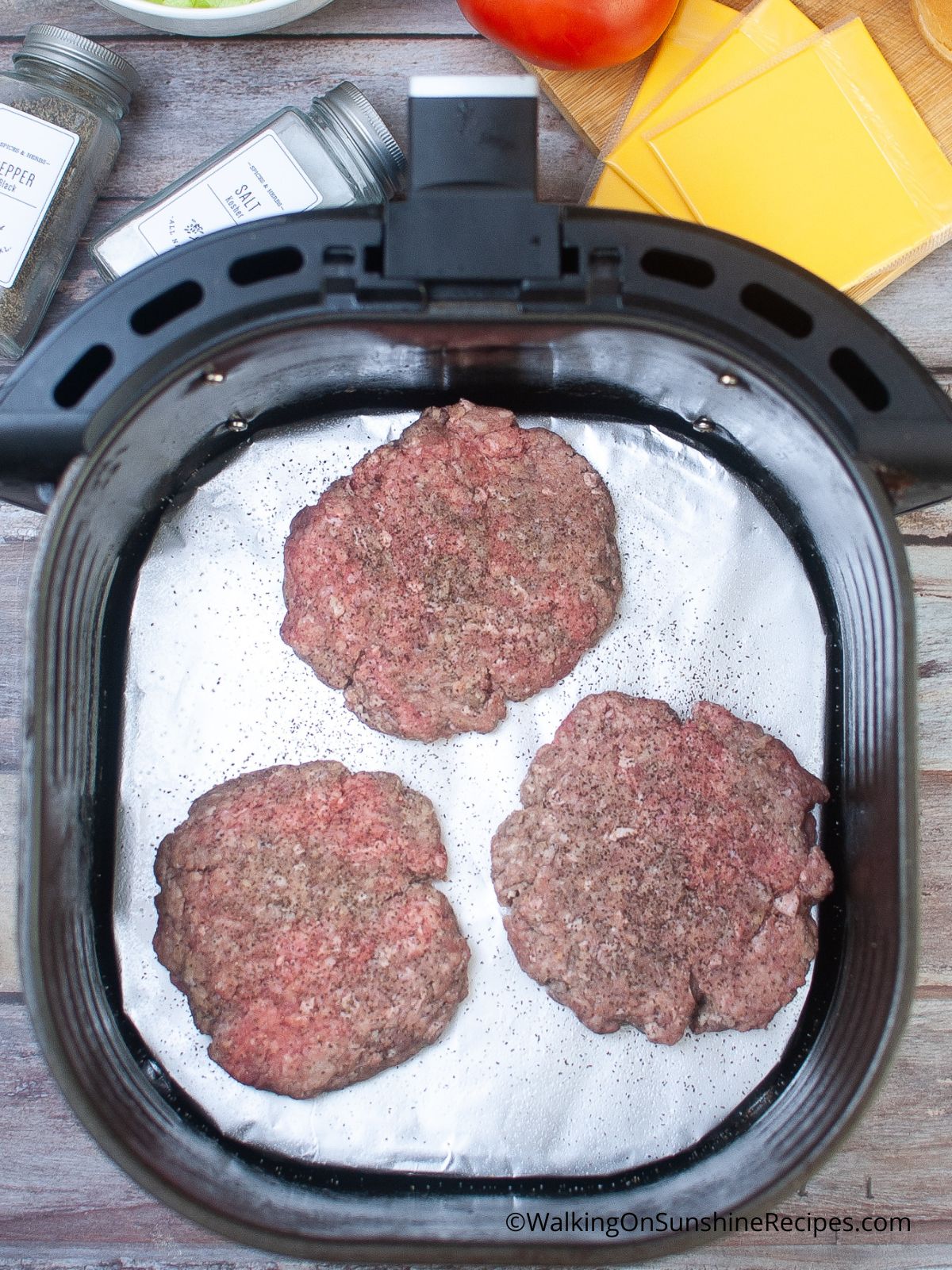 hamburgers in air fryer oven.