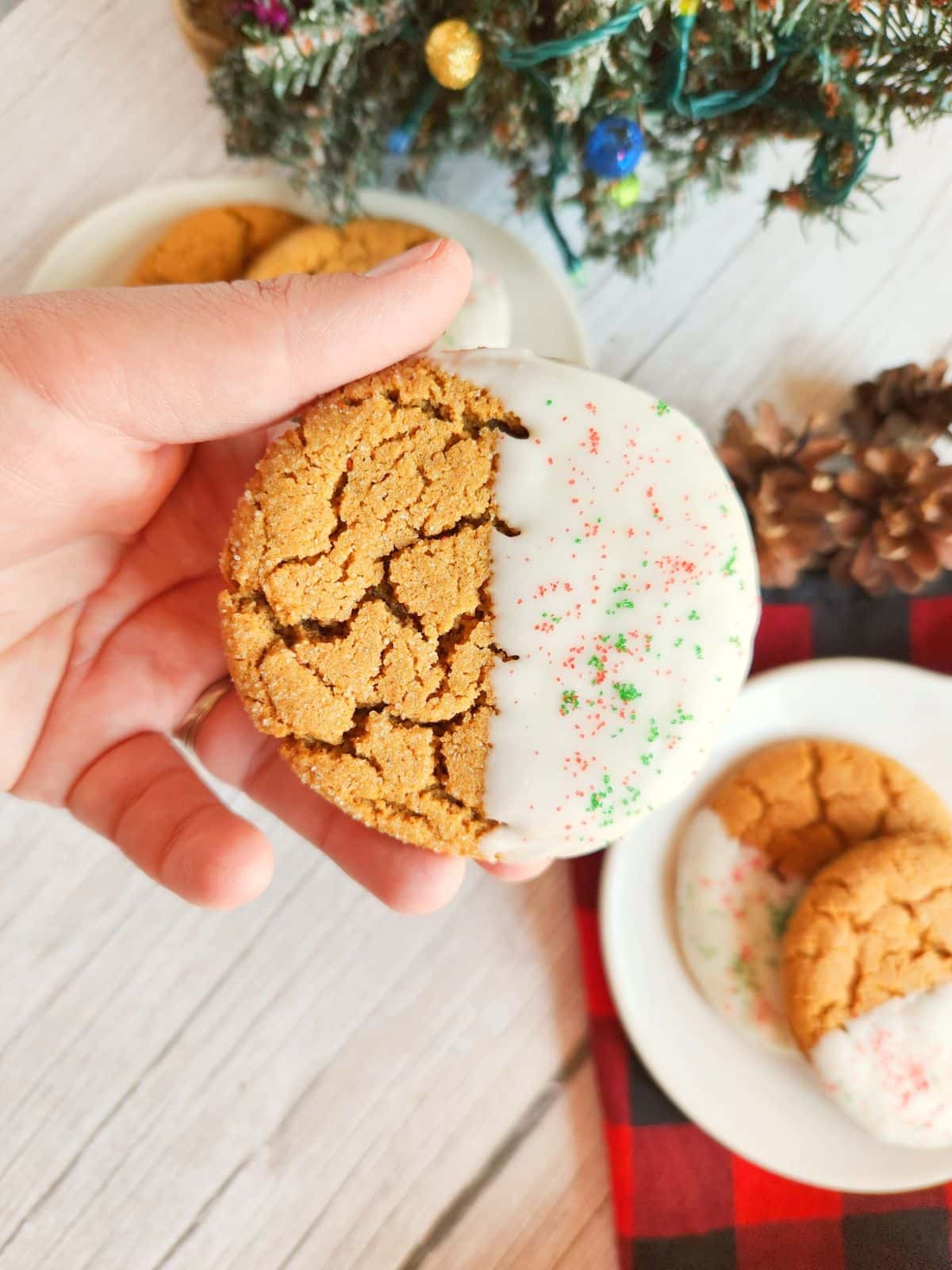 Gingerbread Cookie Recipe with icing and sprinkles.