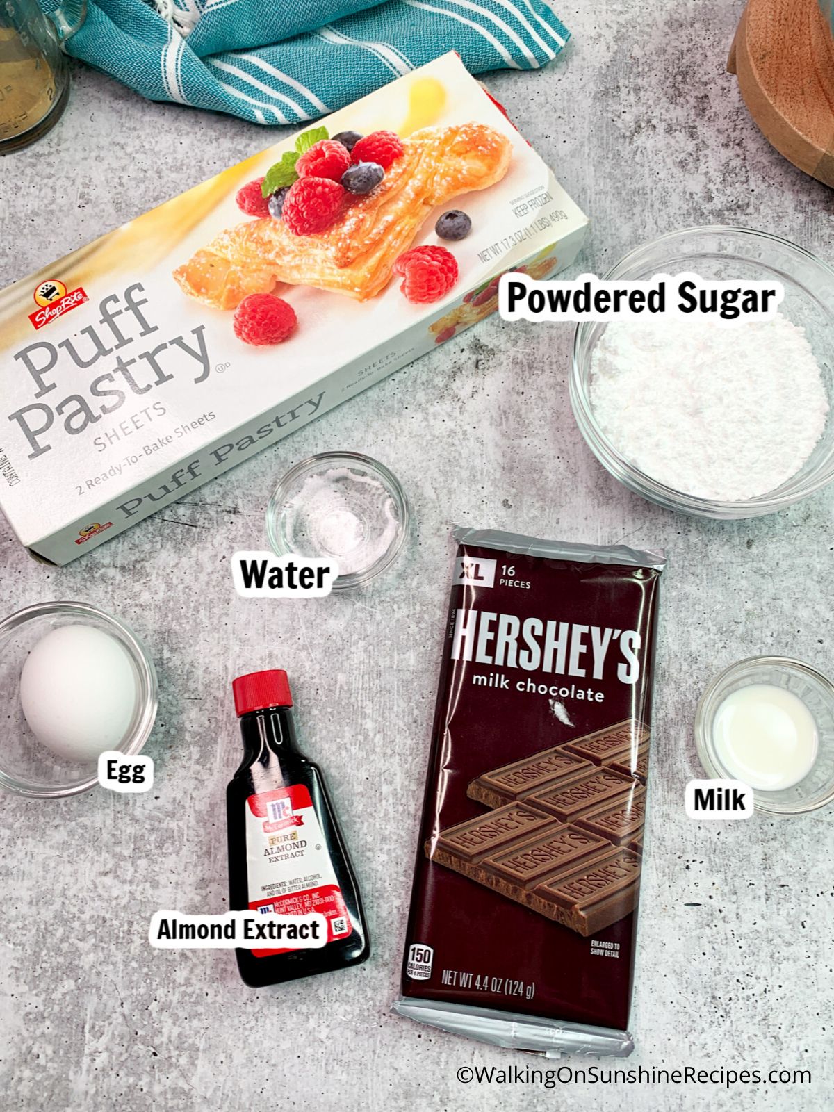 Ingredients for Chocolate Puff Pastry Danish.