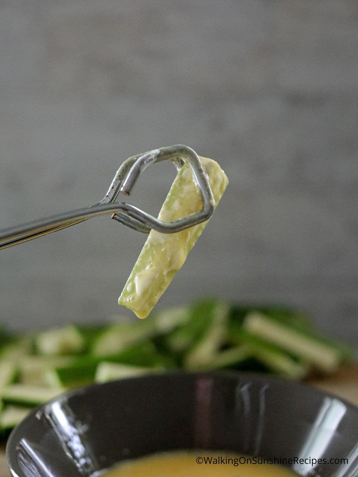 zucchini stick dipped in egg