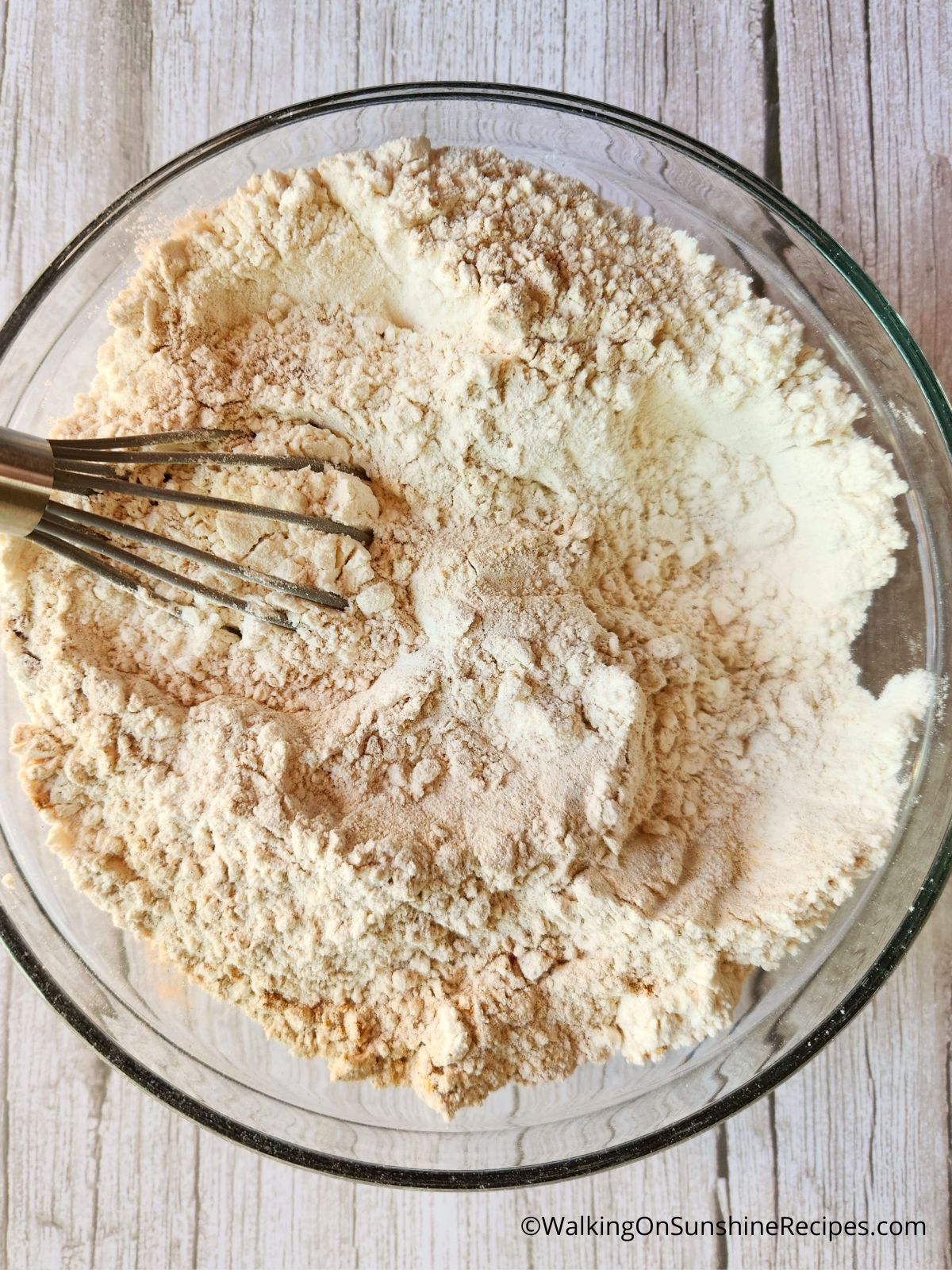 combine dry ingredients in bowl with whisk.
