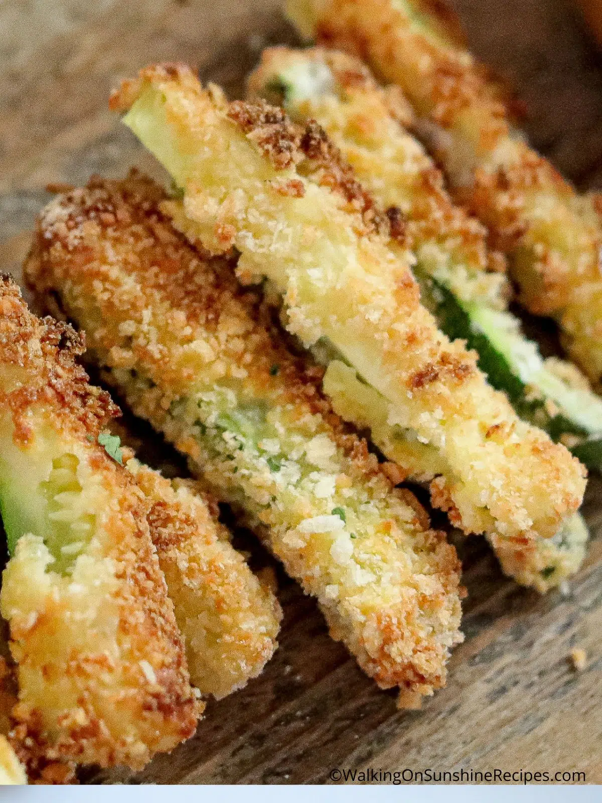 Close up of air fried zucchini sticks
