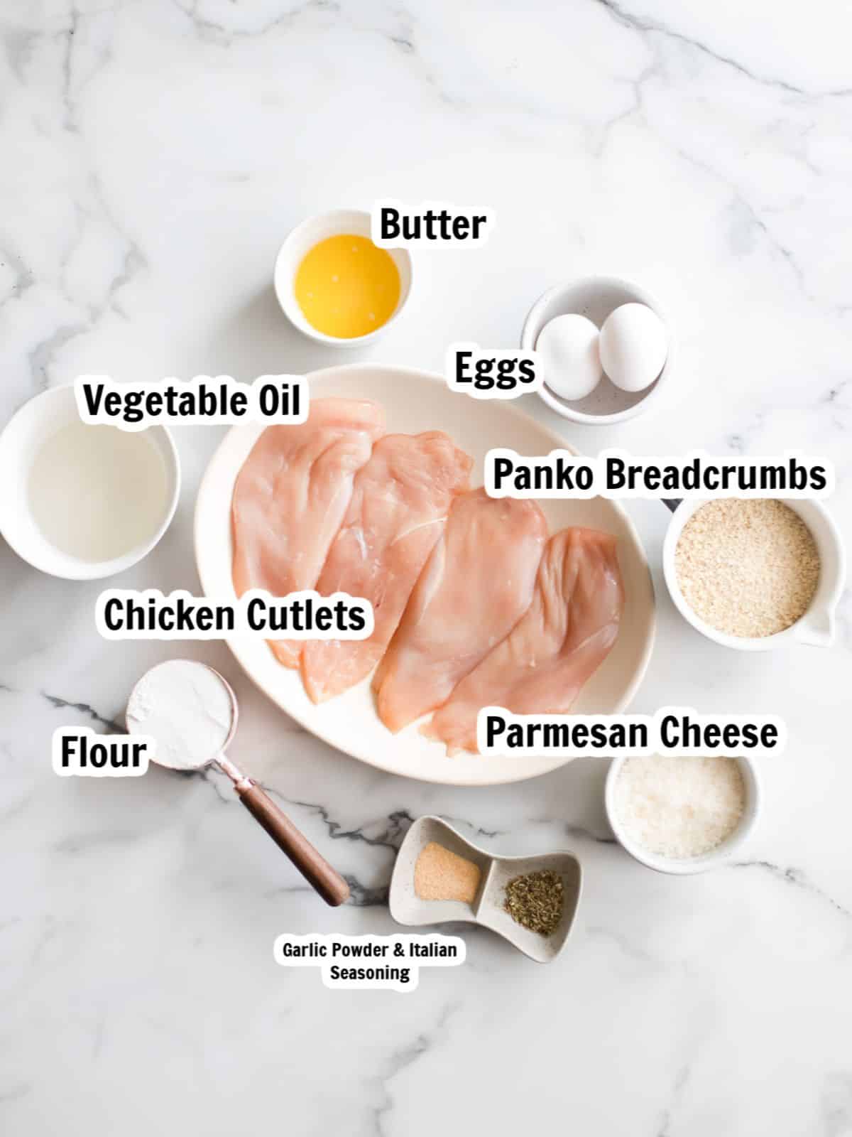 Ingredients for Italian Chicken Cutlets.