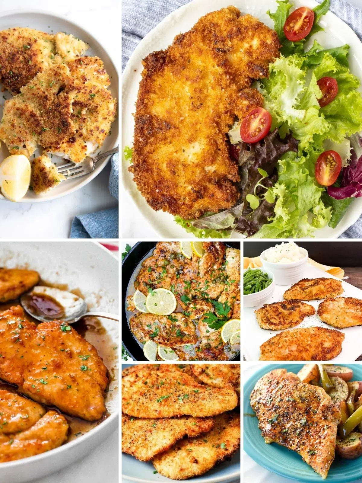 A collection of thin chicken breast recipes for dinner.