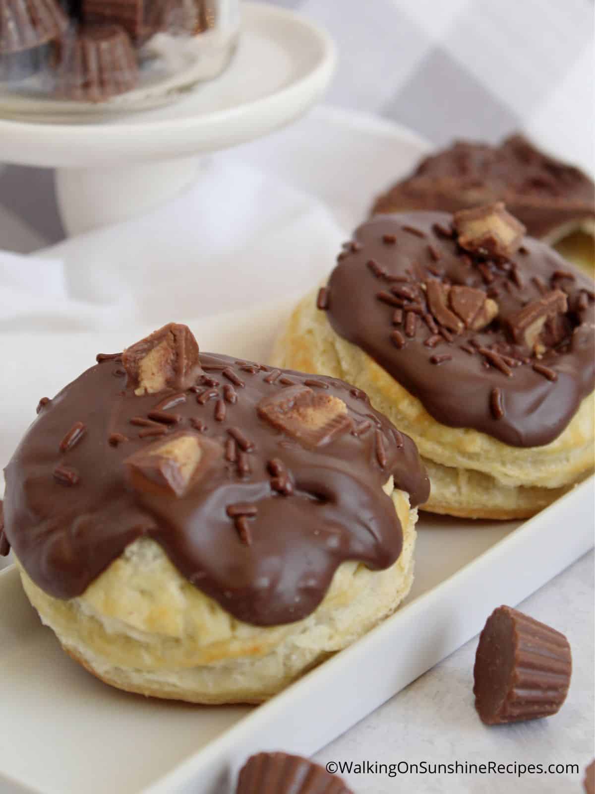 Chocolate Puff Pastry Dessert with Reese's Peanut Butter Cups.