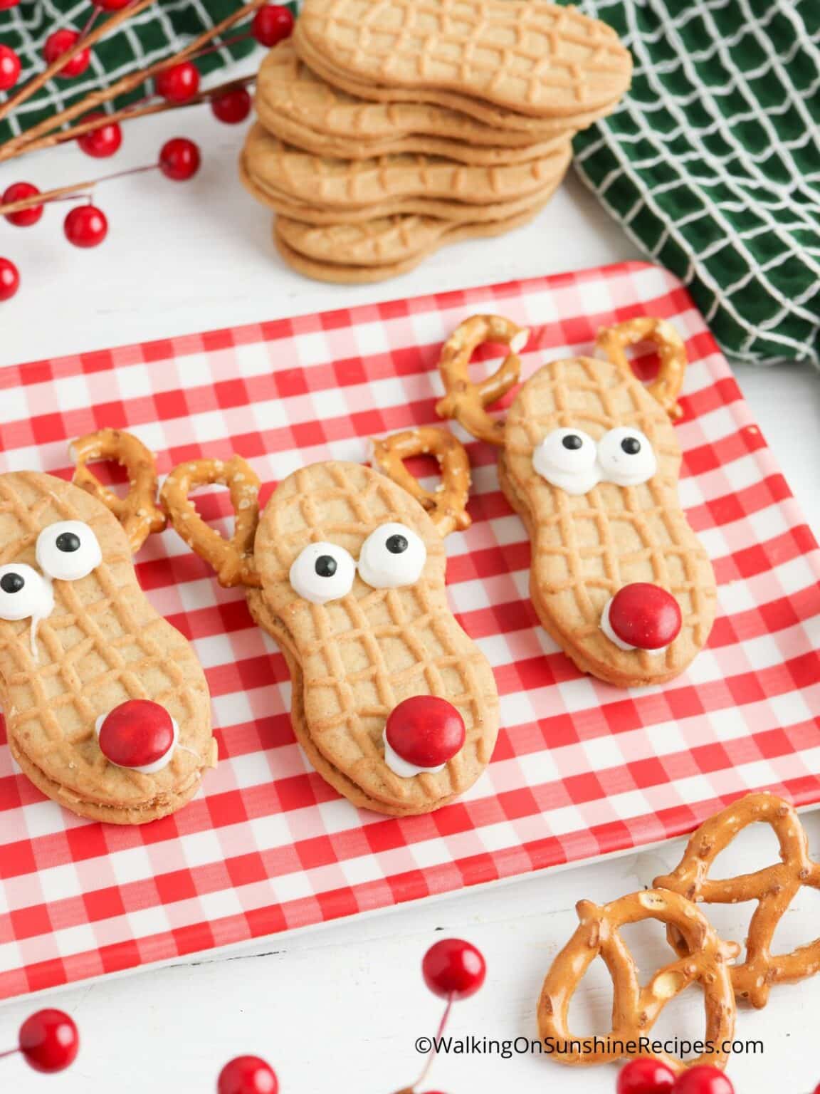 Nutter Butter Reindeer Cookies - Walking On Sunshine Recipes