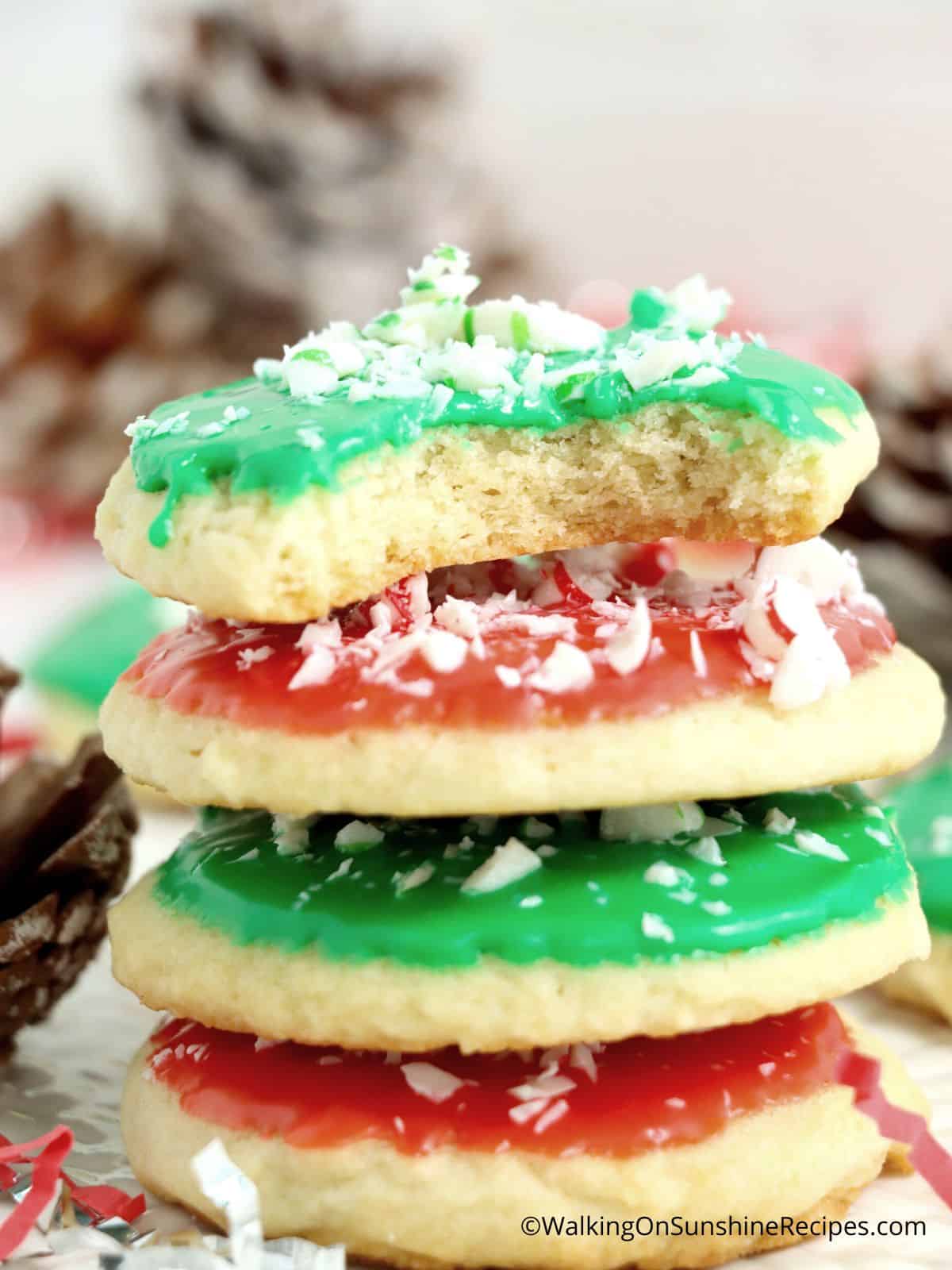 Christmas Sugar Cookies with red and green frosting.