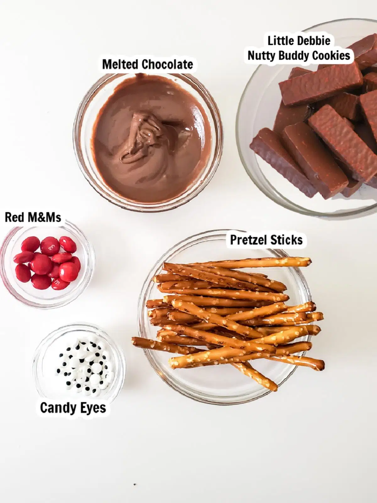 Ingredients - Little Debbie Cookies, pretzels, candy pieces.
