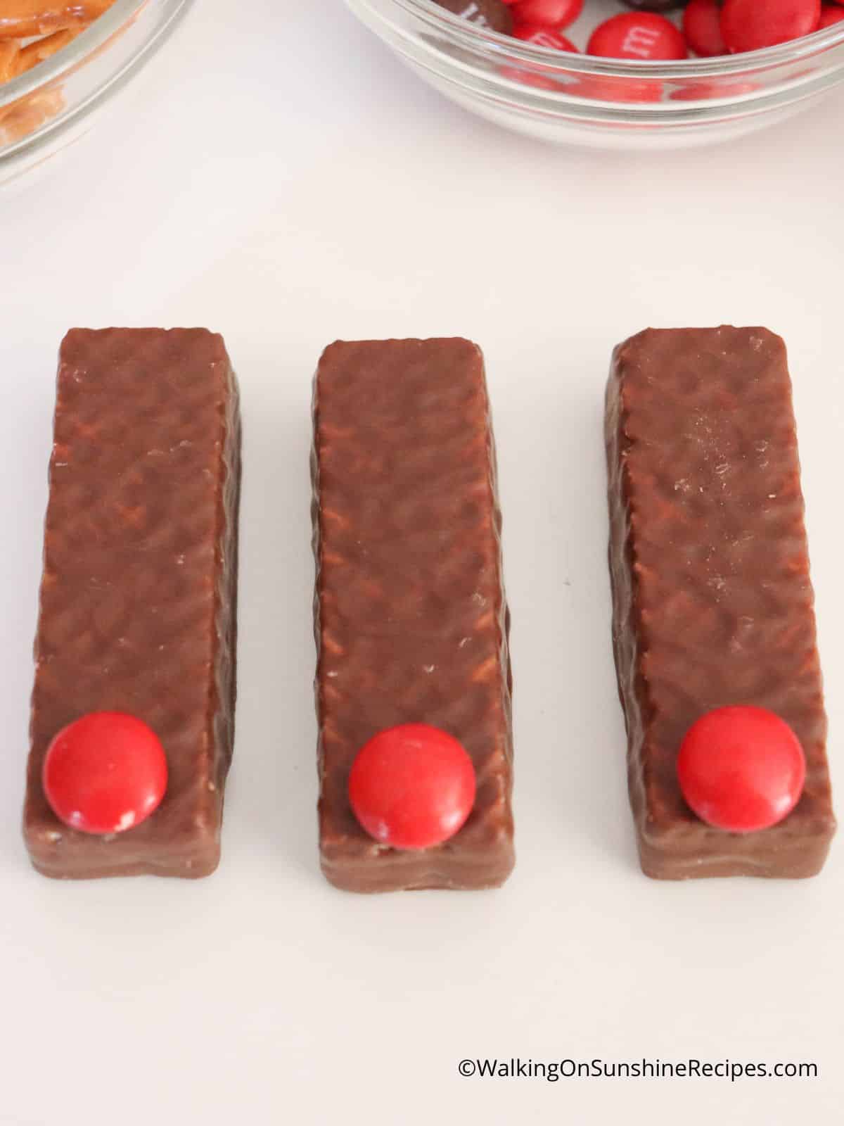 Red ML&Ms on Little Debbie cookies.