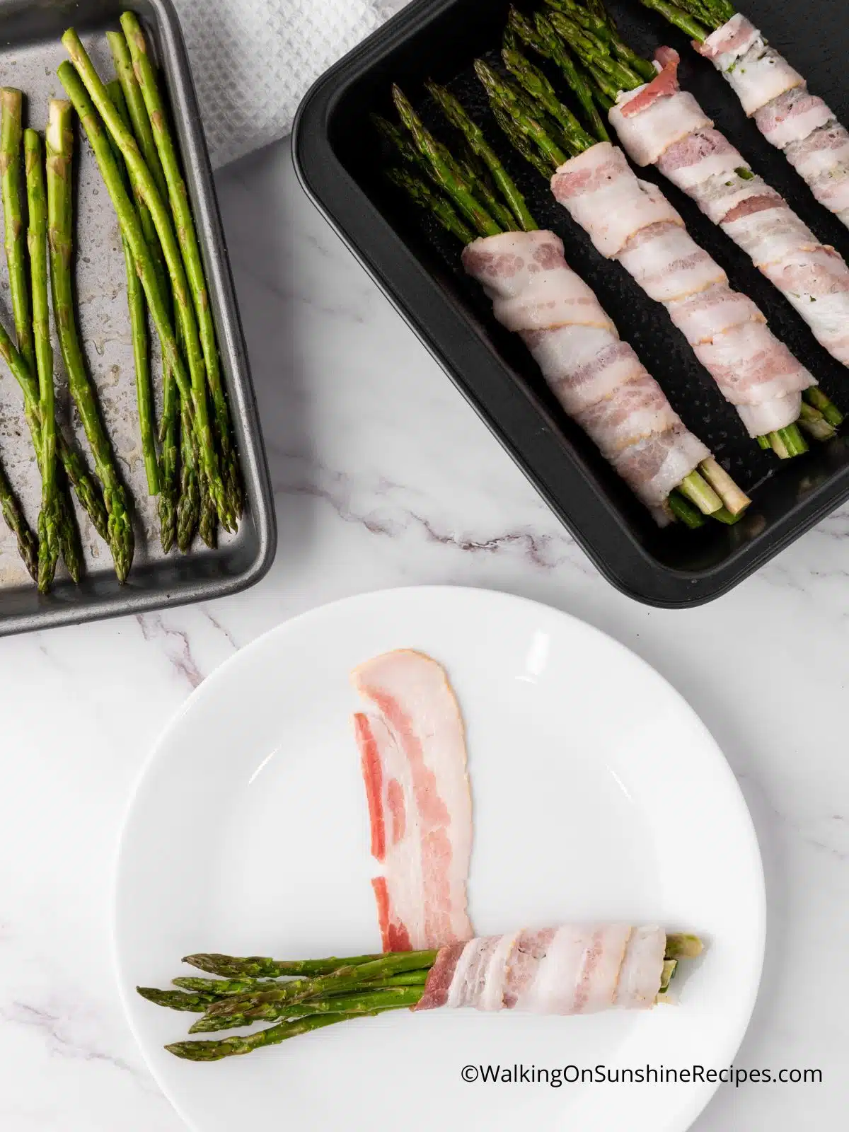 asparagus wrapped in bacon.
