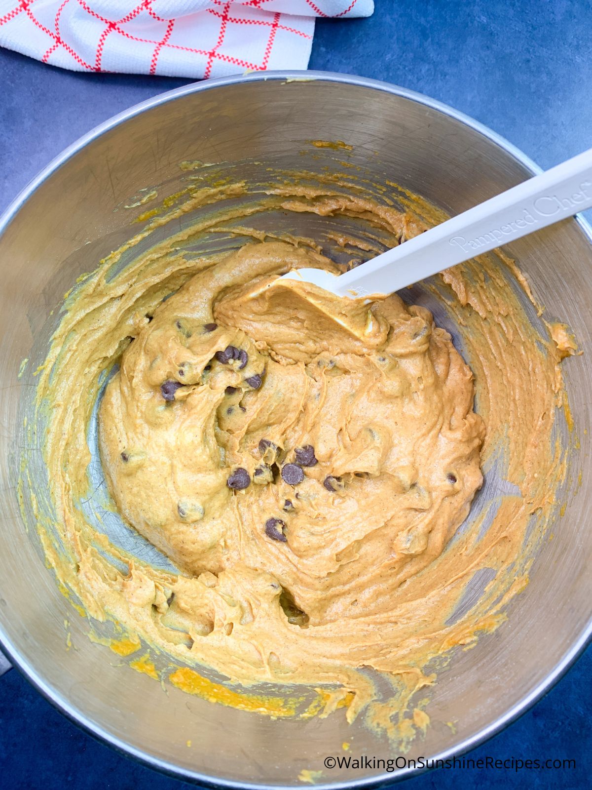 pumpkin bread batter in bowl.