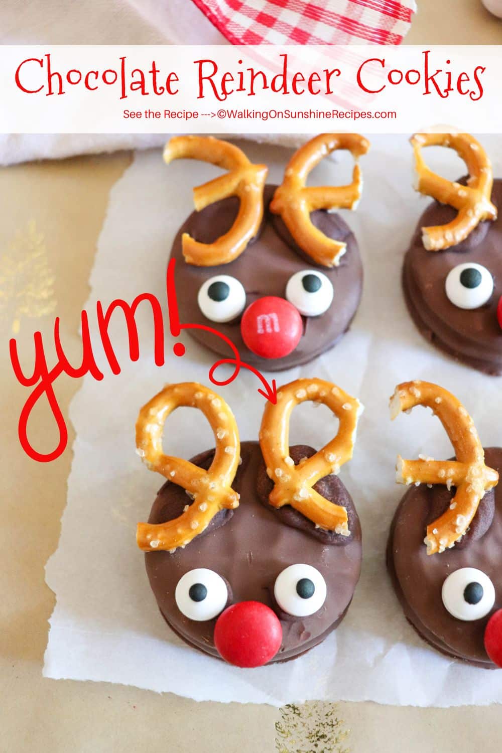 Chocolate Reindeer Cookies - Walking On Sunshine Recipes