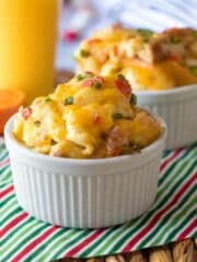 2 serings of breakfast casserole for Christmas.