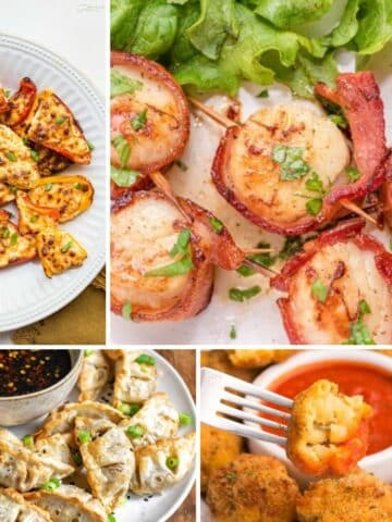4 different air fryer appetizer recipes perfect for Thanksgiving.