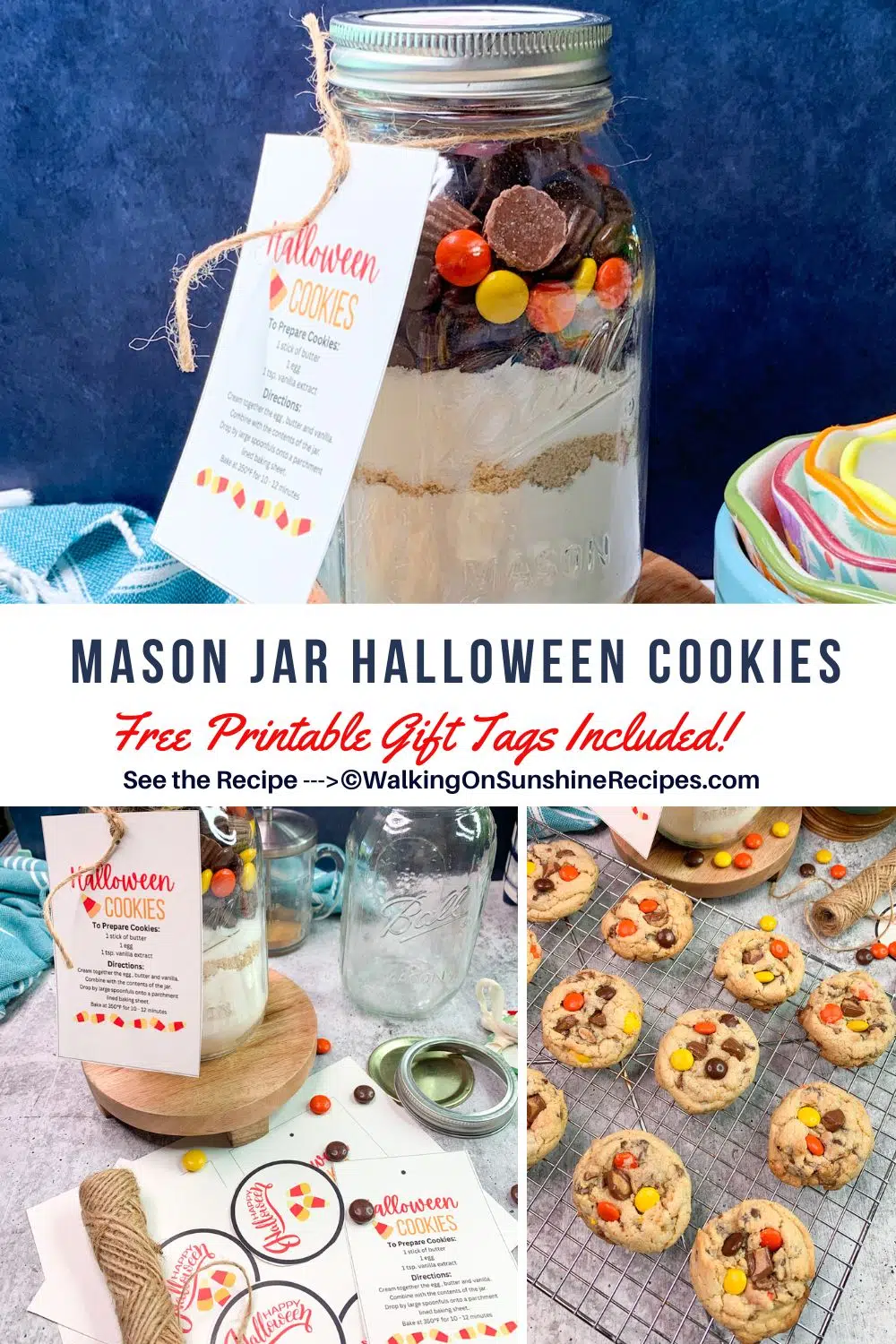 Halloween Mason Jar Cookies and Printable Tags.