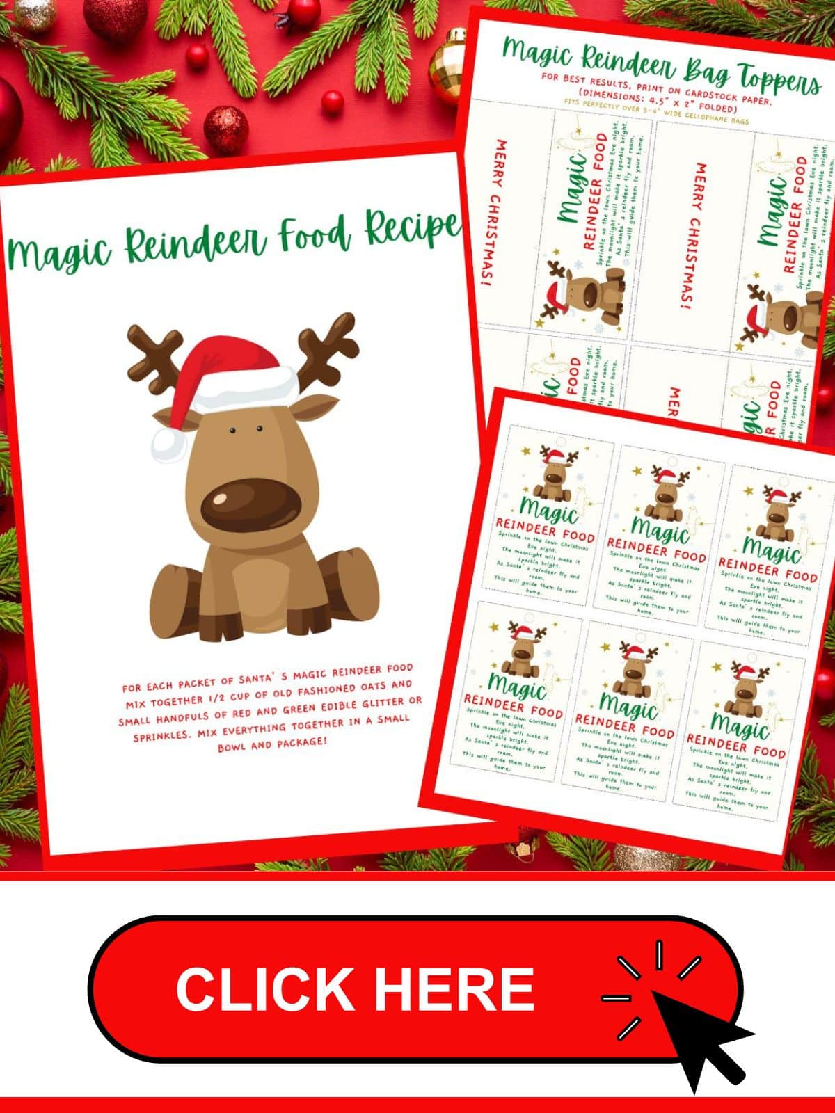 Reindeer magic food tags printable