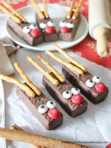 Christmas Reindeer Cookies on parchment paper.