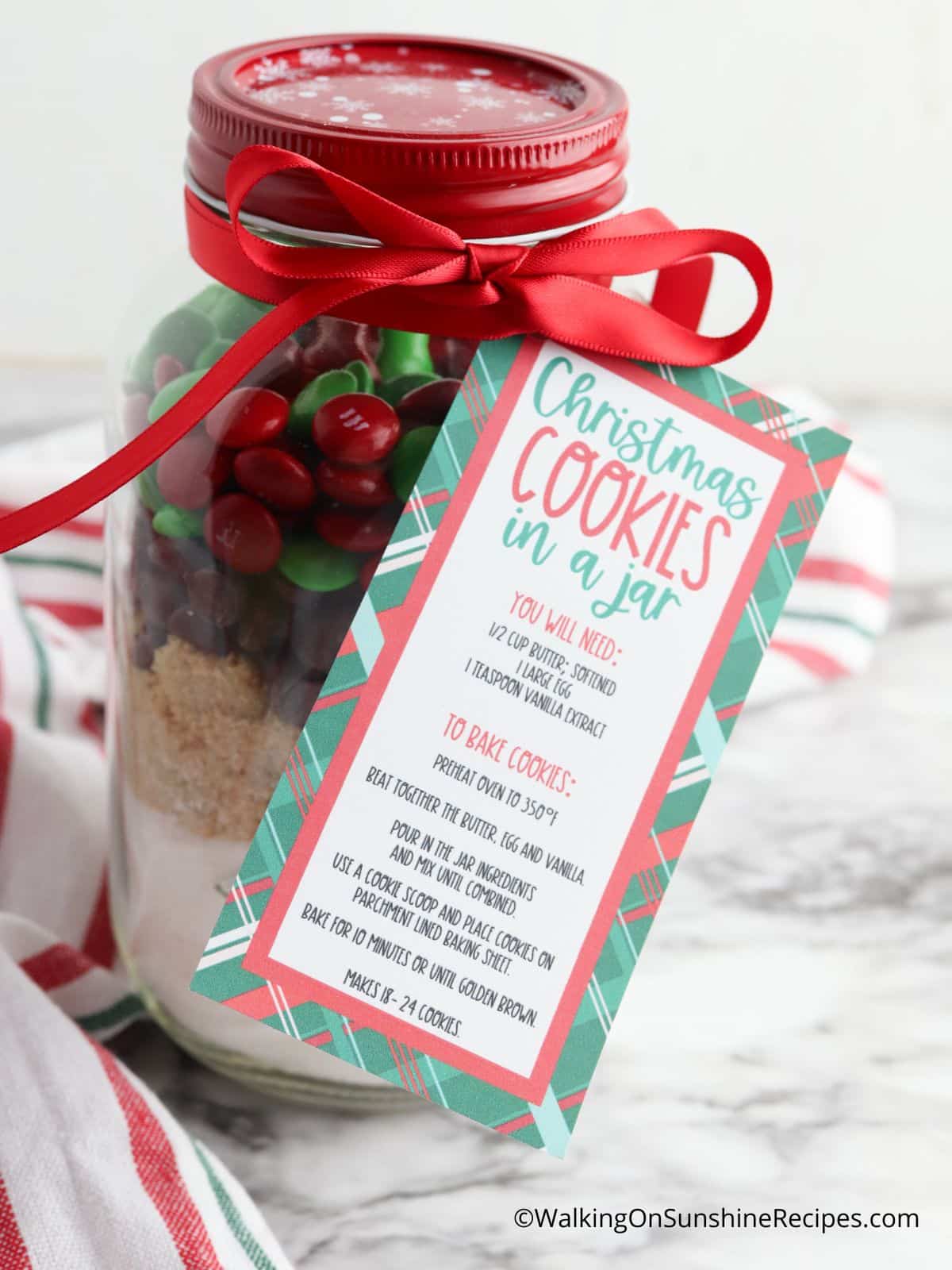 Christmas M&M's Cookies in a Jar • Sarahs Bake Studio