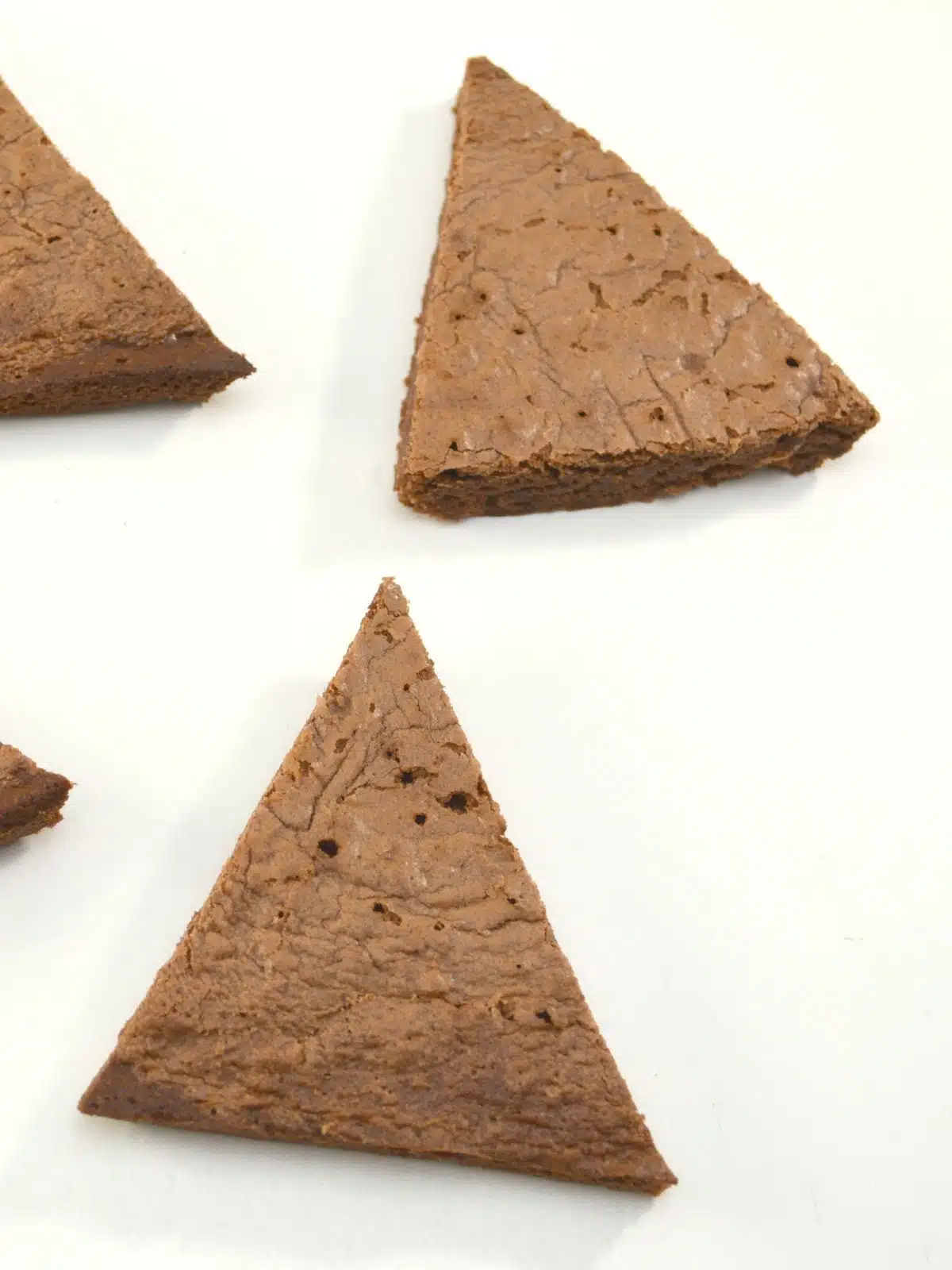 brownies cut into triangles for Christmas trees.