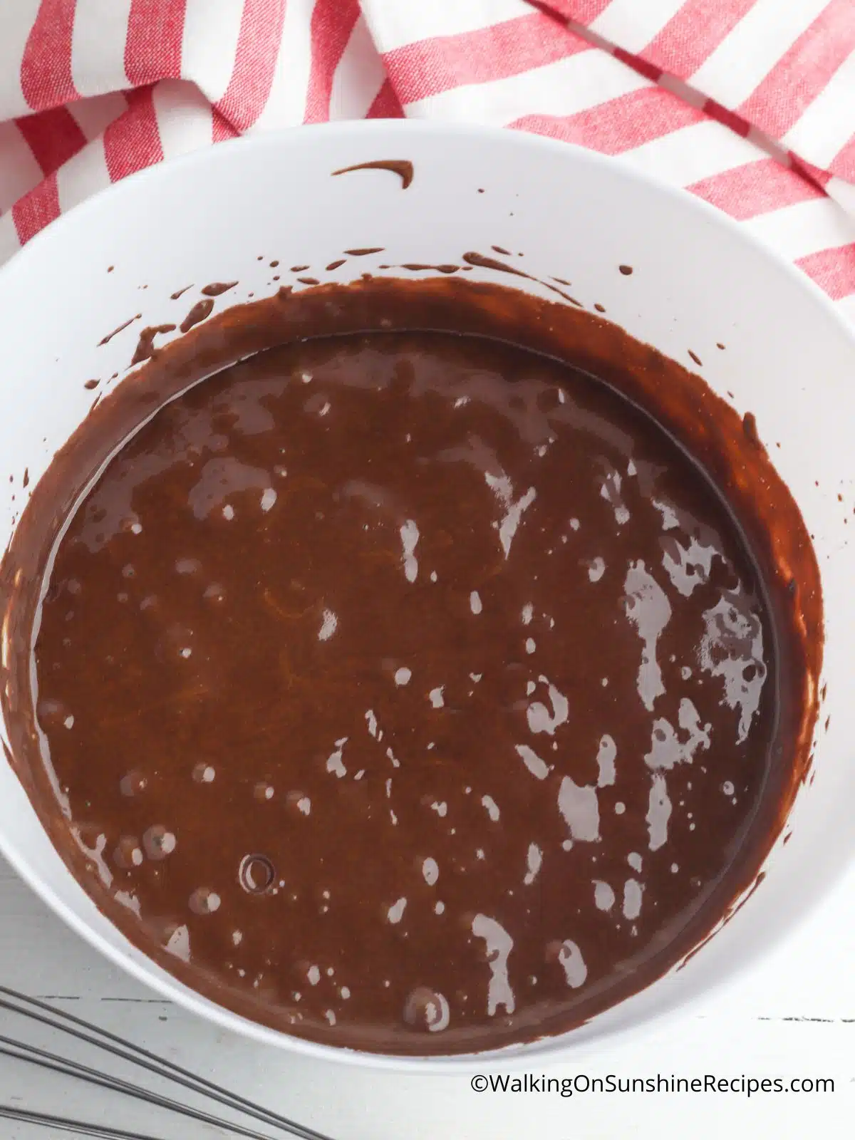 chocolate batter in bowl.