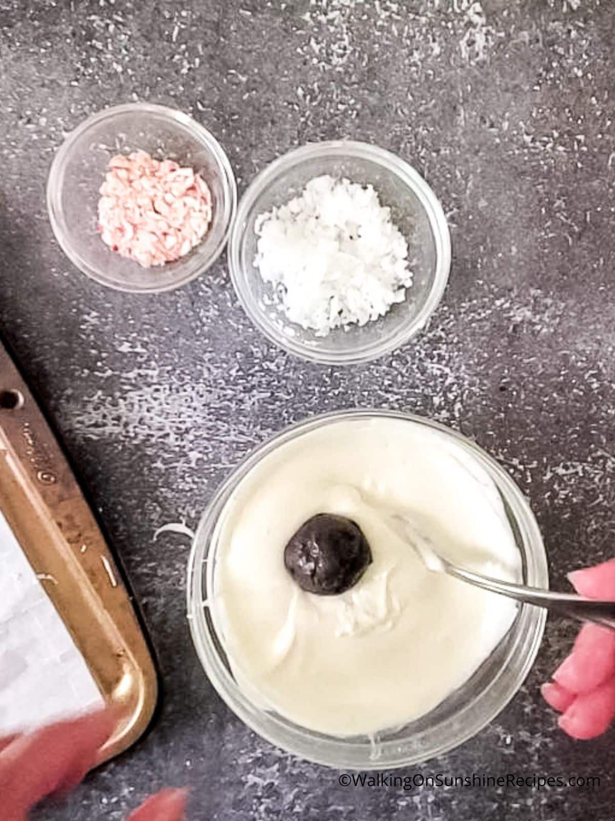 Oreo truffles with white chocolate.