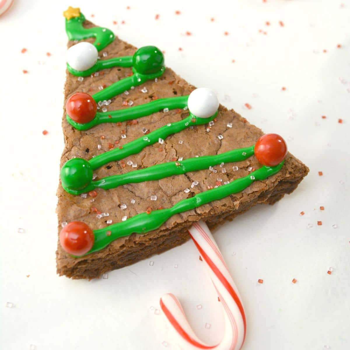Christmas Tree Candy Cane Brownies