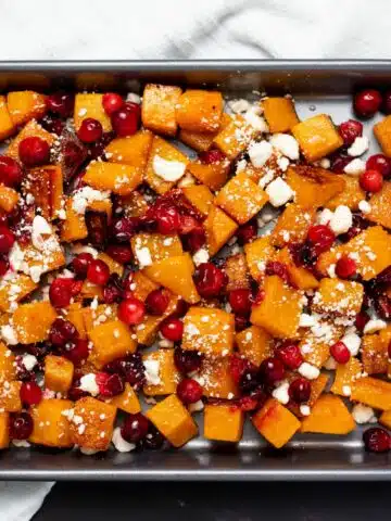 butternut squash diced roasted with cranberries.