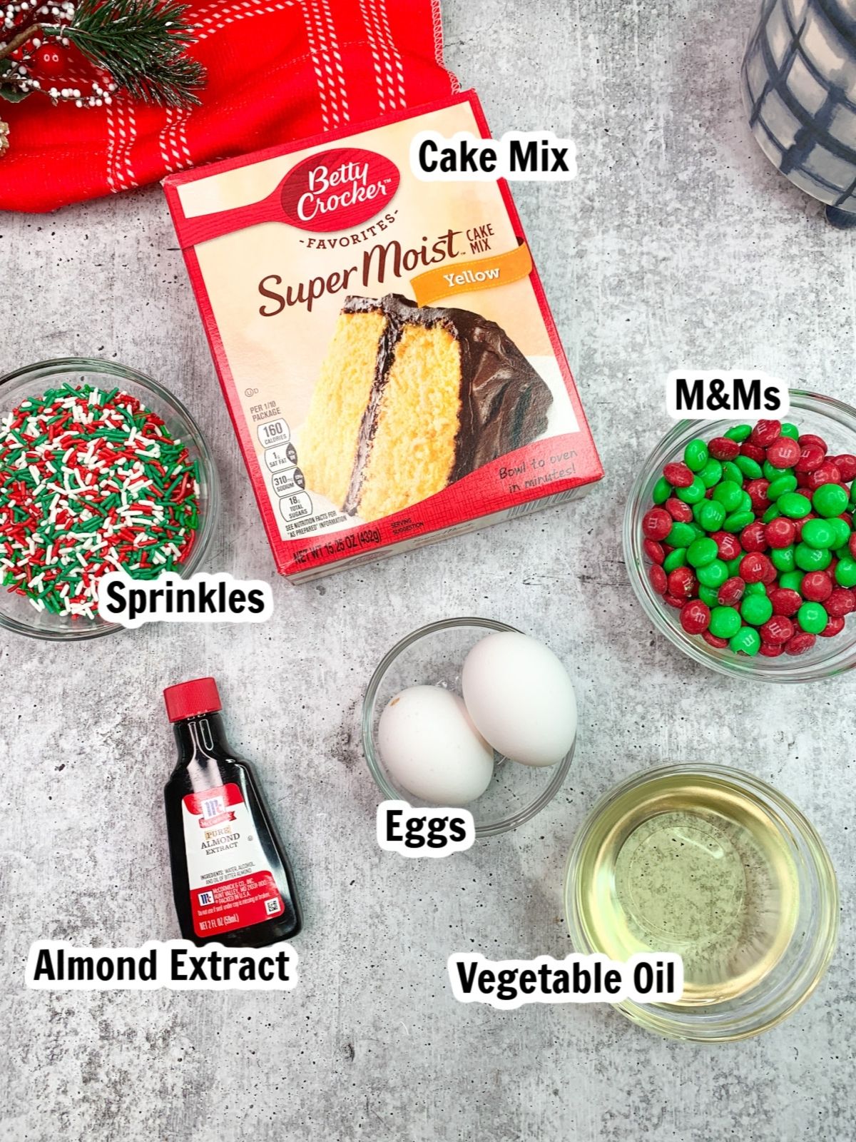 ingredients for cake mix cookies.