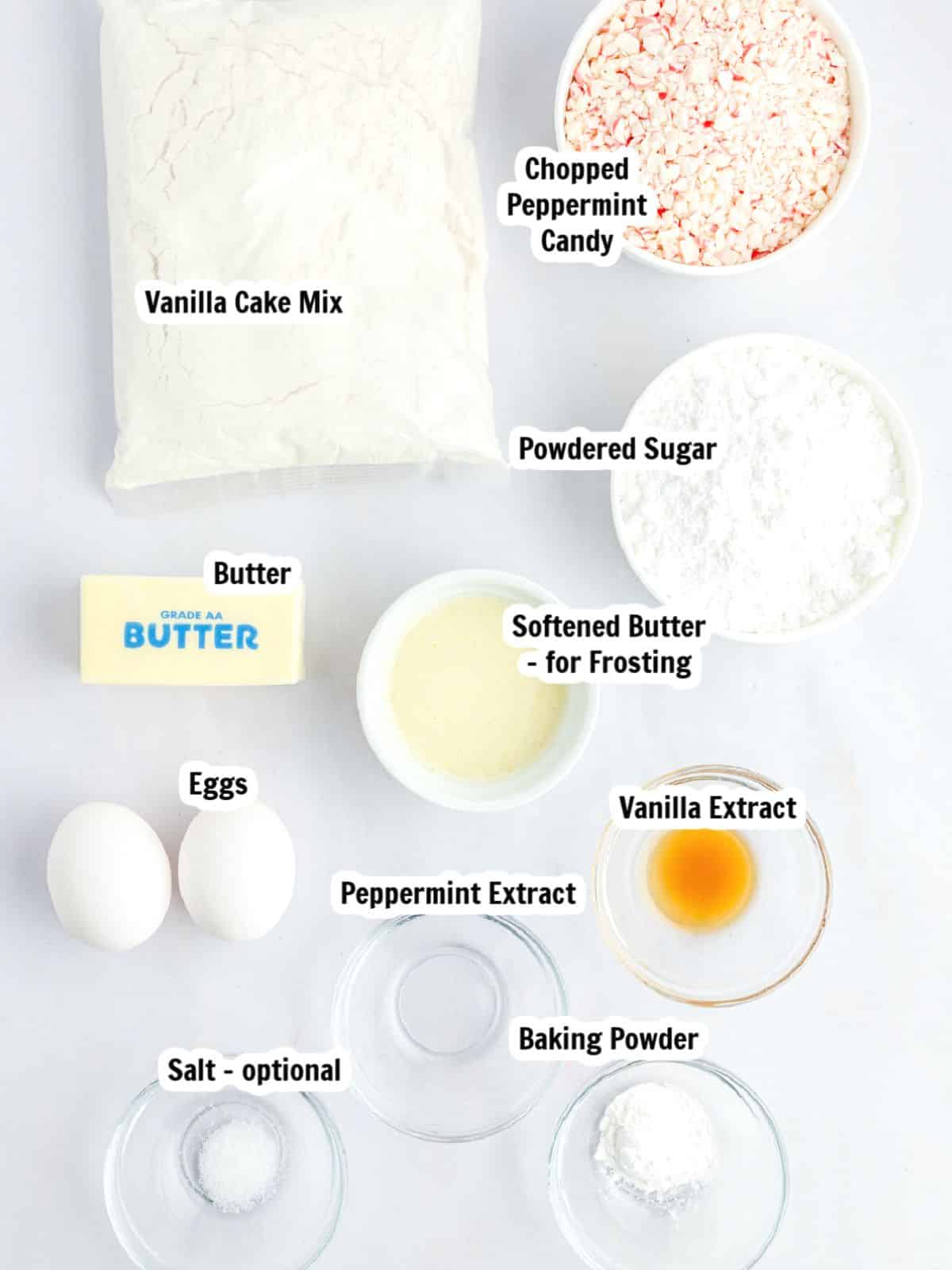 Ingredients for cake mix cookies.