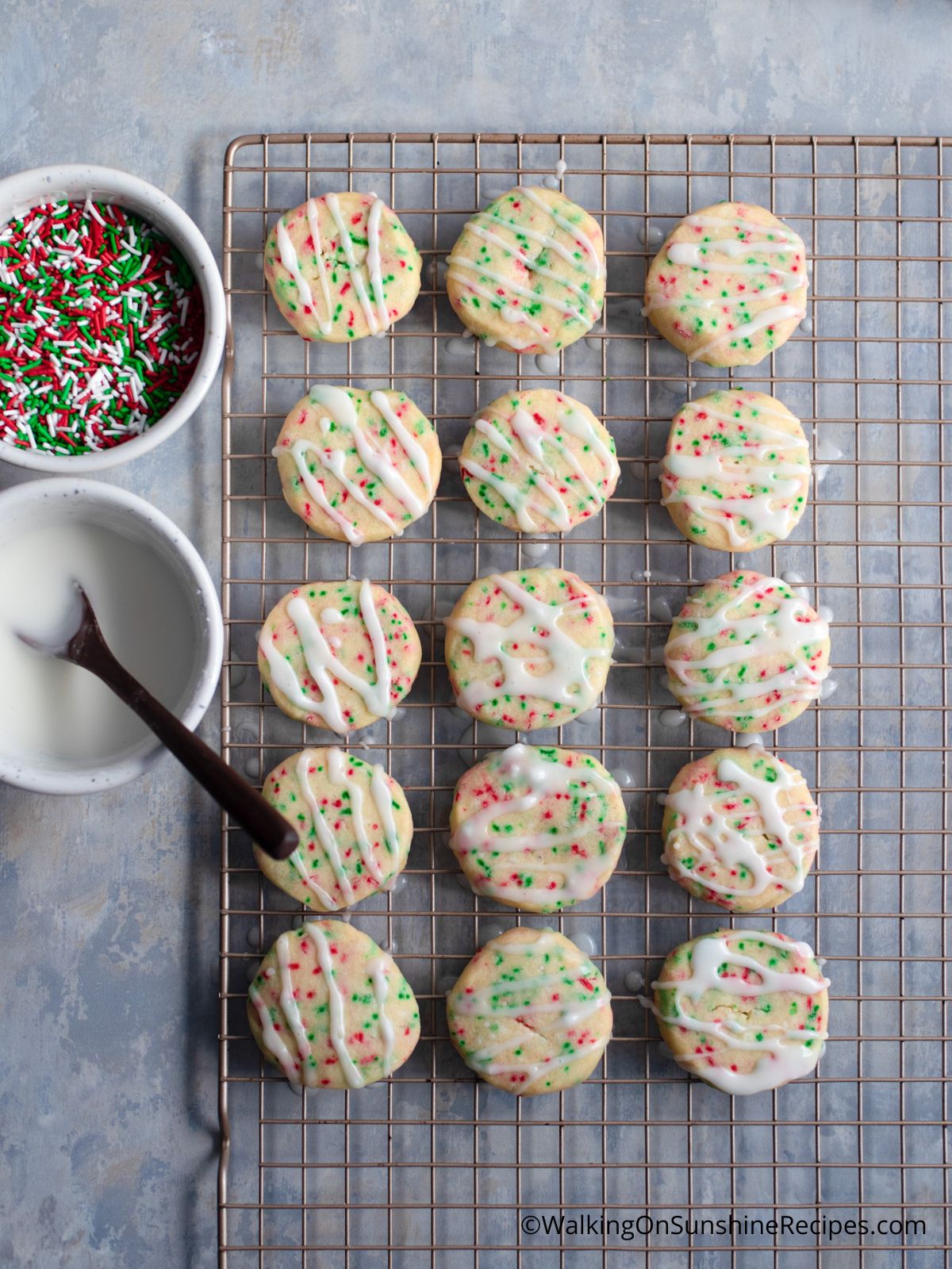 Add powdered sugar glaze on top of icebox cookies.