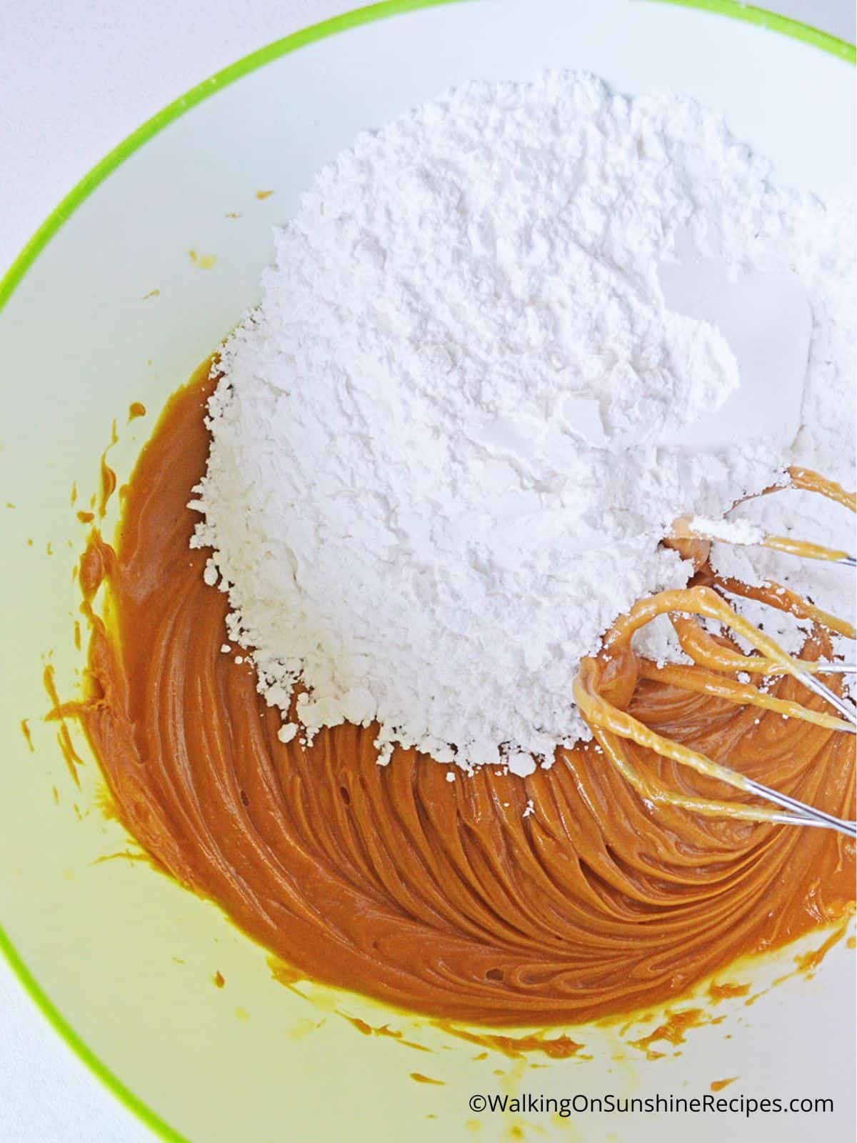 Peanut butter mixture with powdered sugar.