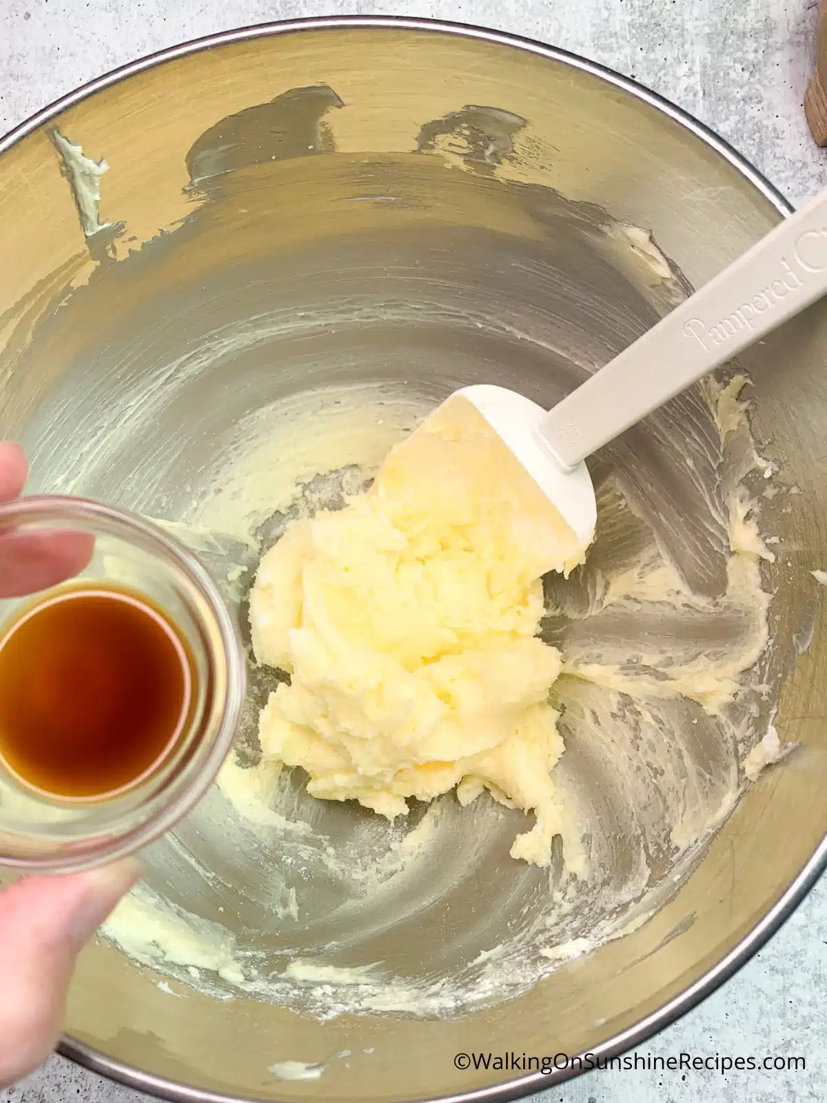 Add vanilla extract to butter mixture.