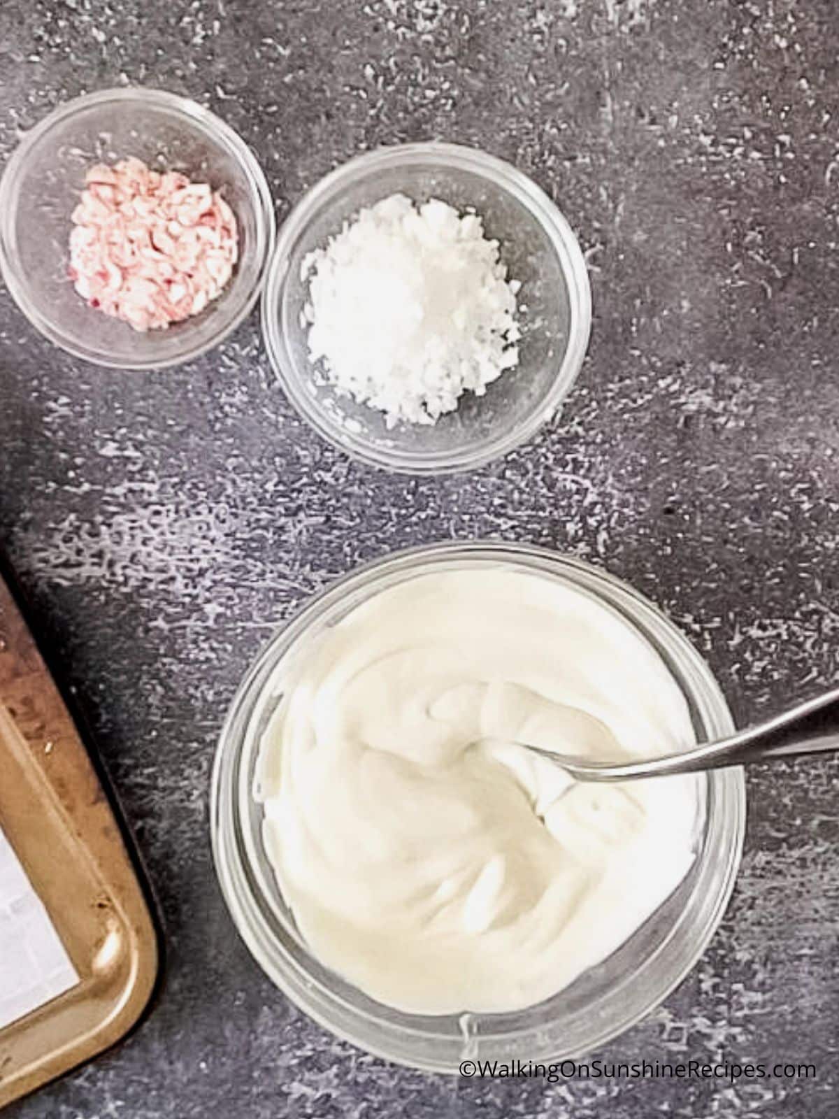 melted white chocolate.