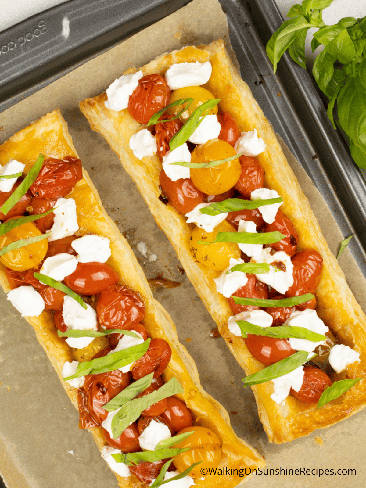 mozzarella and tomato puff pastry.