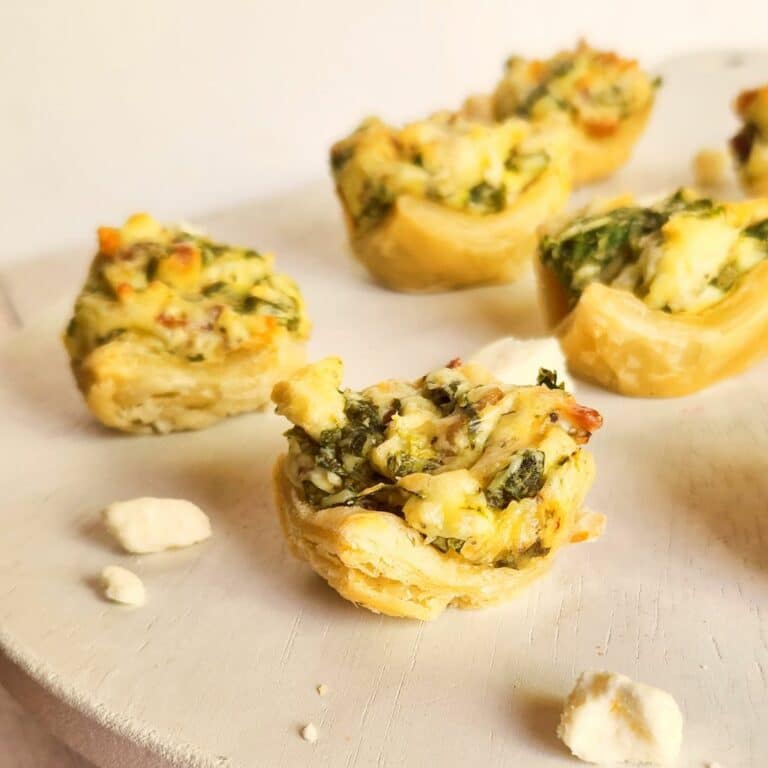 Cheese Puff Pastry Bites with Spinach