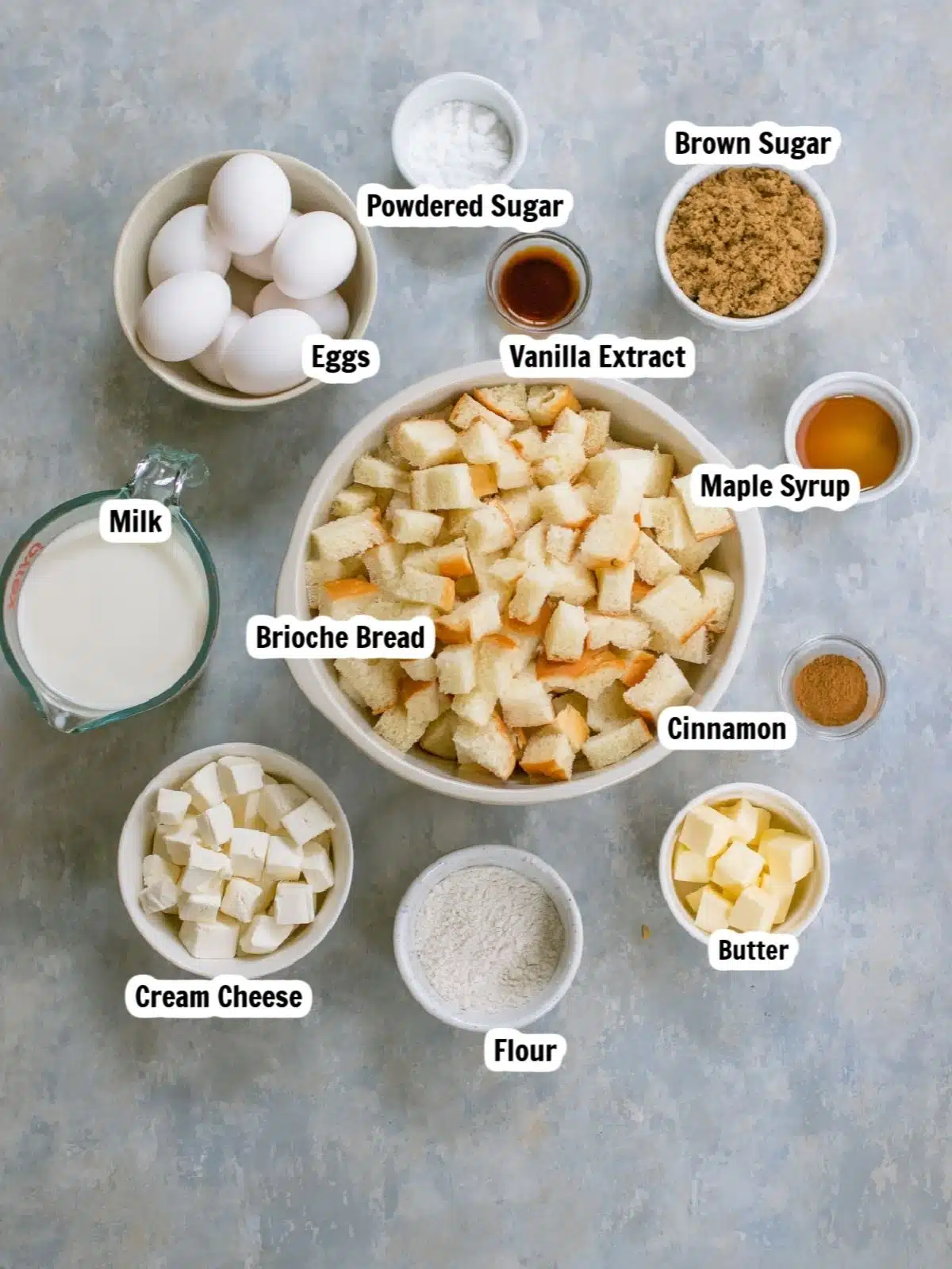 French toast casserole ingredients.
