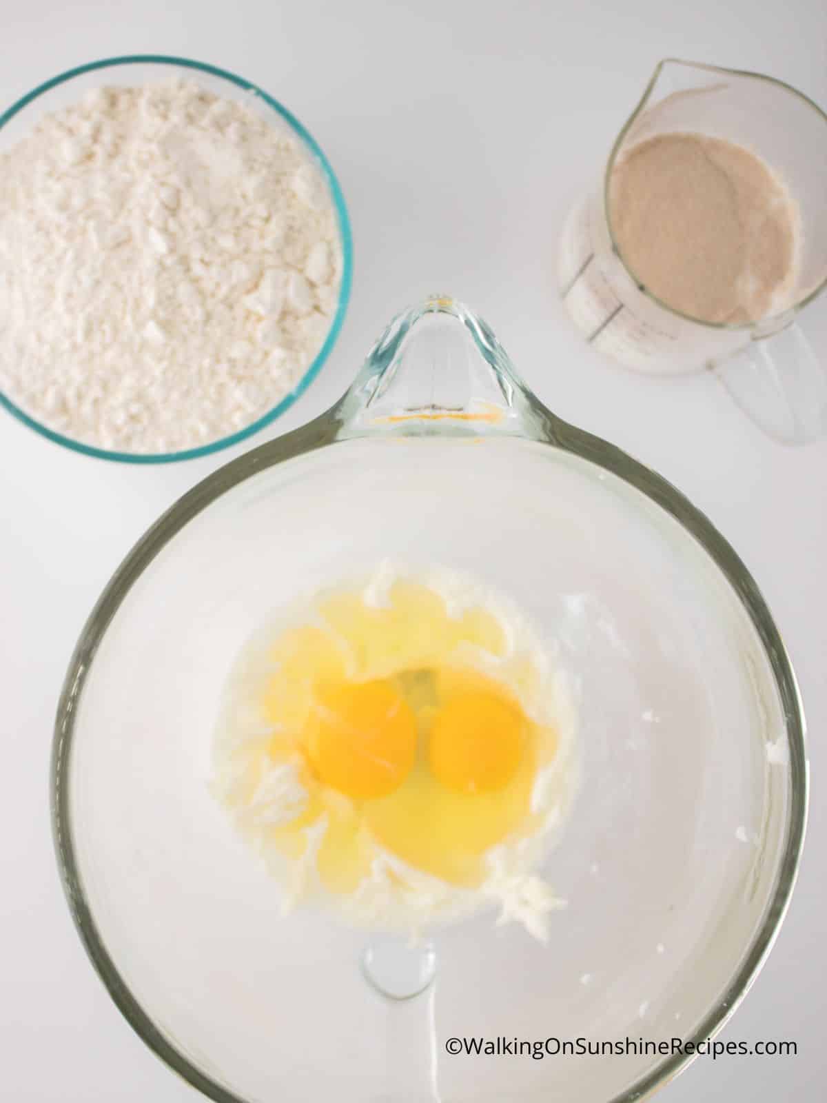 Add eggs to mixture.