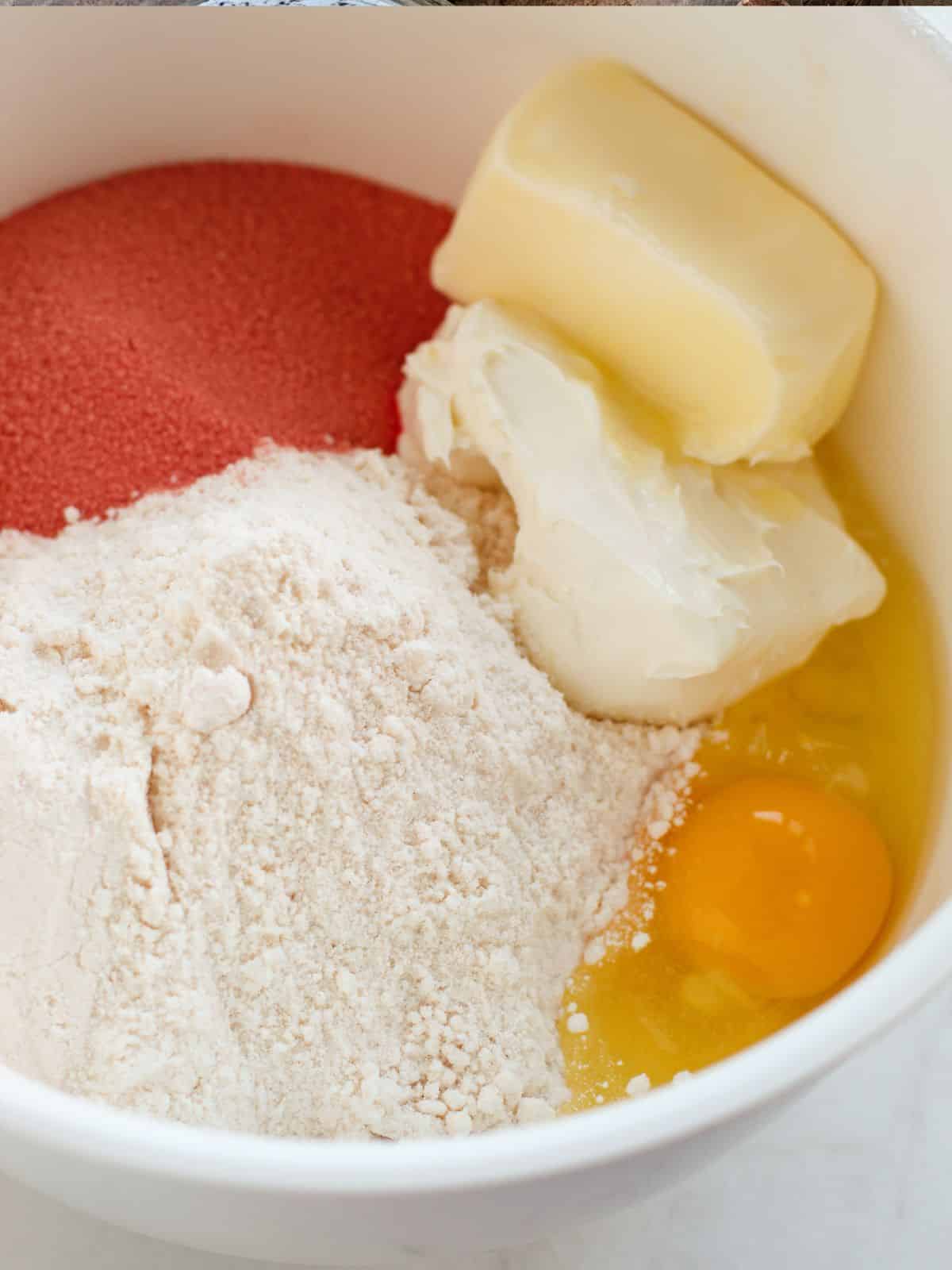 add ingredients to mixing bowl.