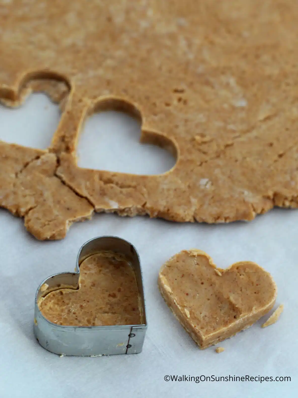 cut out heart shapes with cookie cutter.