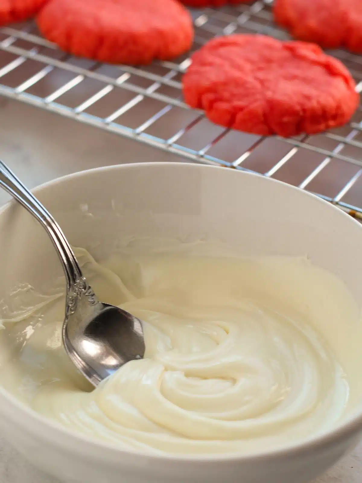 melted white chocolate for cookie drizzle.