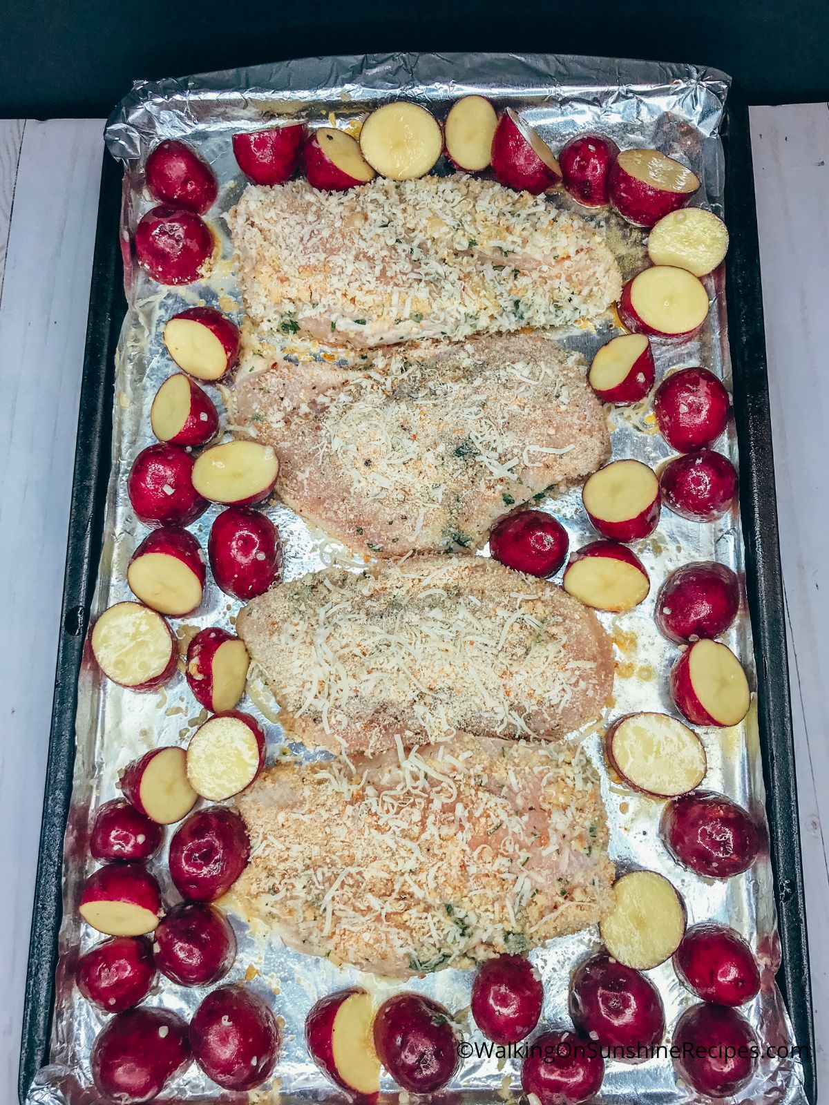 sheet pan chicken and potatoes.