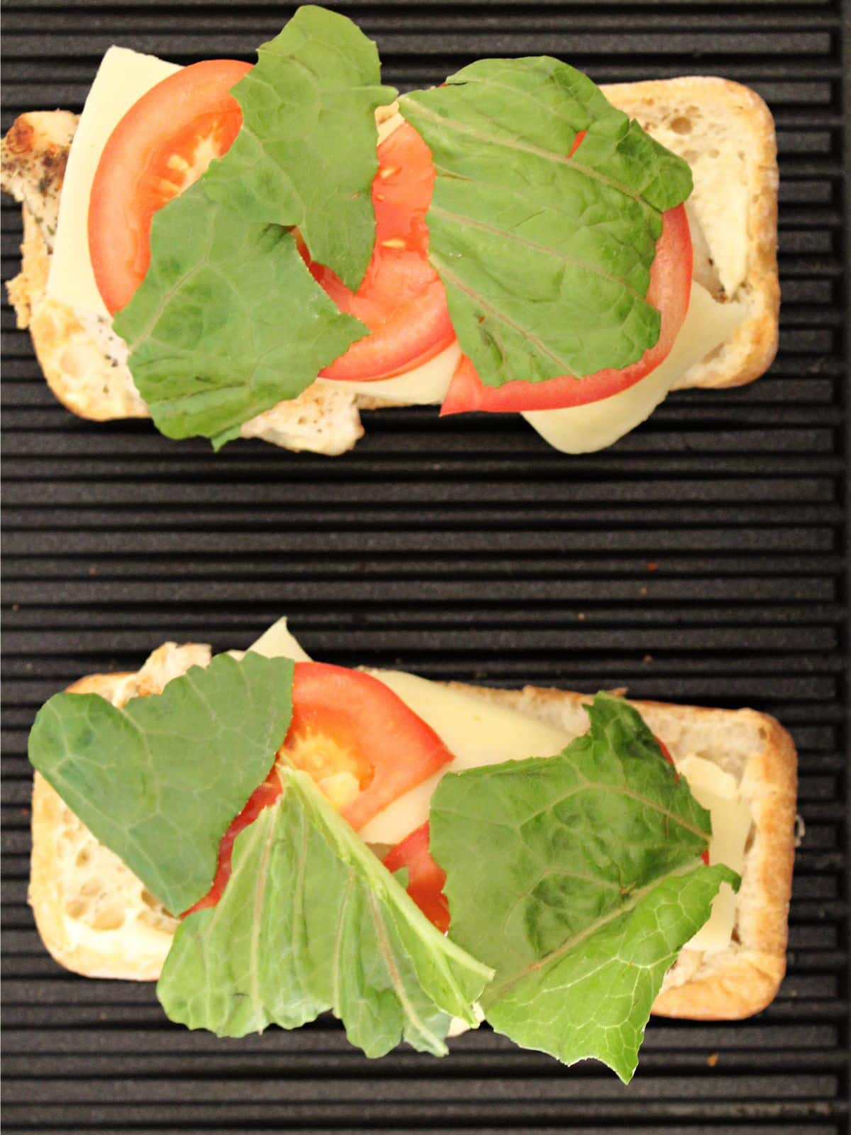 lettuce added to the sandwich