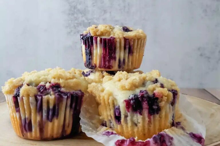 Blueberry muffins with streusel topping.
