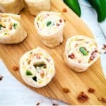 Cream Cheese Spiral Flour Tortillas on cutting board.