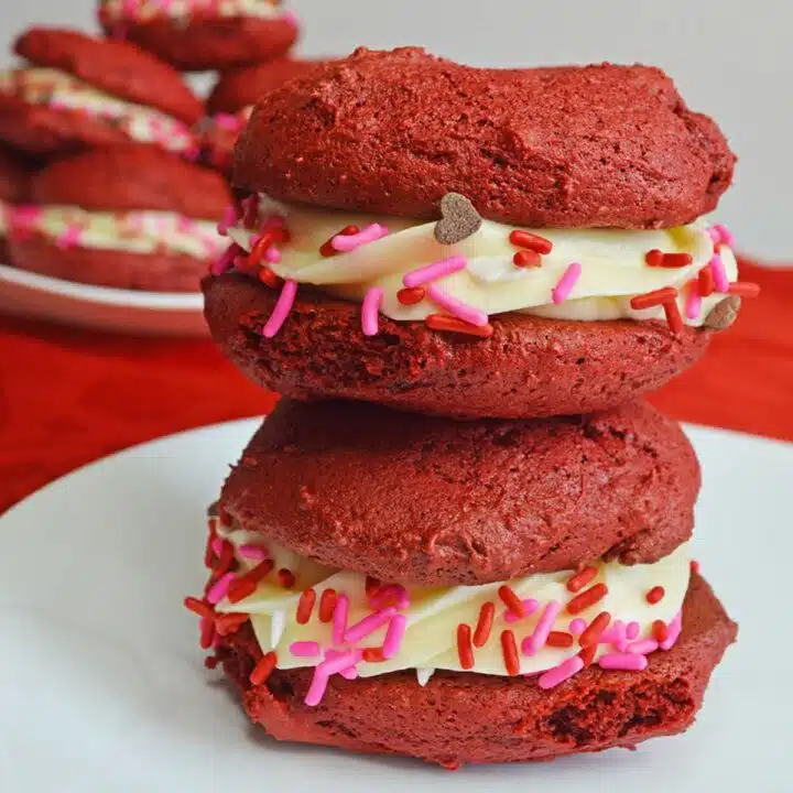Red Velvet Sandwich Cookies from a Cake Mix
